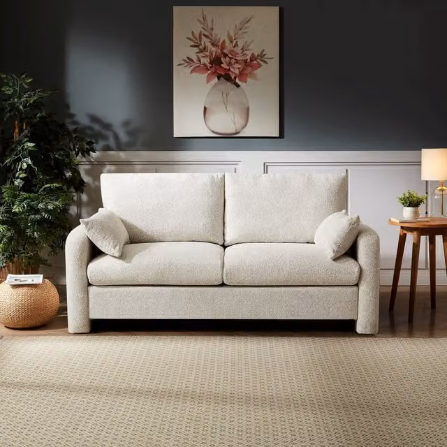Artemis Home Shorewood 2 Seat Fabric Sofa in Beige and White
