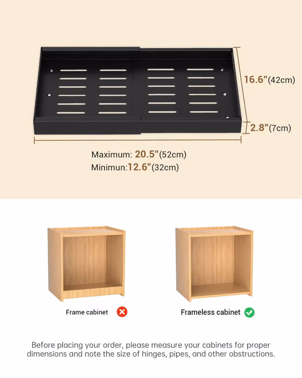 Dayone Adjustable Black Pull Out Cabinet Organizer Drawer Insert – 7