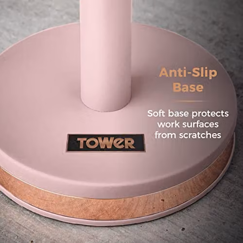 Tower Cavaletto Freestanding Mug Tree with Stainless Steel Stoppers and Anti-Slip Base, Pink and Gold, H 13.5 cm x W 13.5 cm x D 43.5 cm – 3