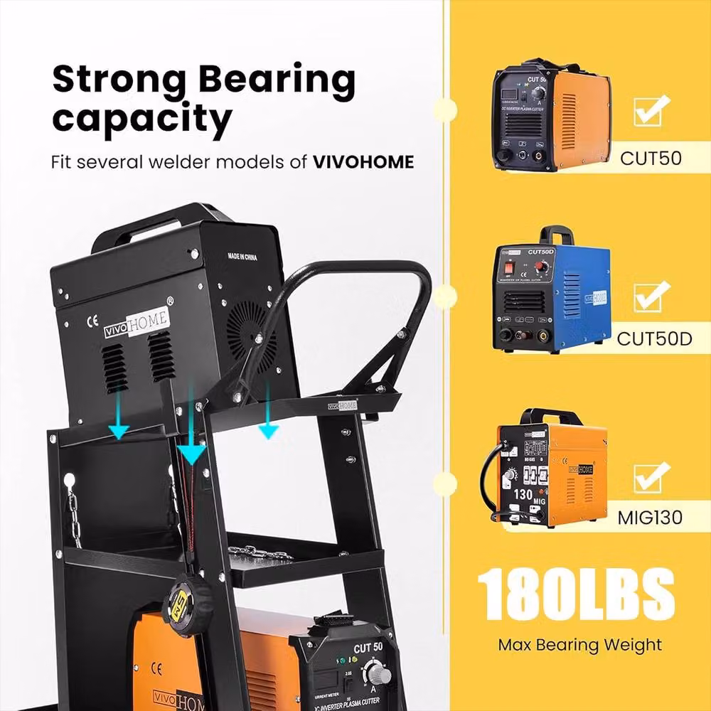 Havendro 3 Tier Rollable Welding Cart Trolley with 80kg Storage Capacity in Black – 5