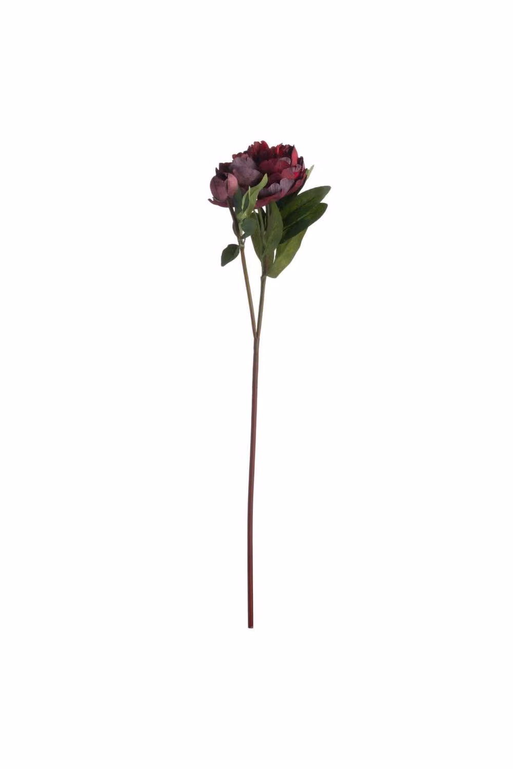 KDMD Burgundy Peony Faux Flower Realistic Long Stem Textile Bloom in Red – 2