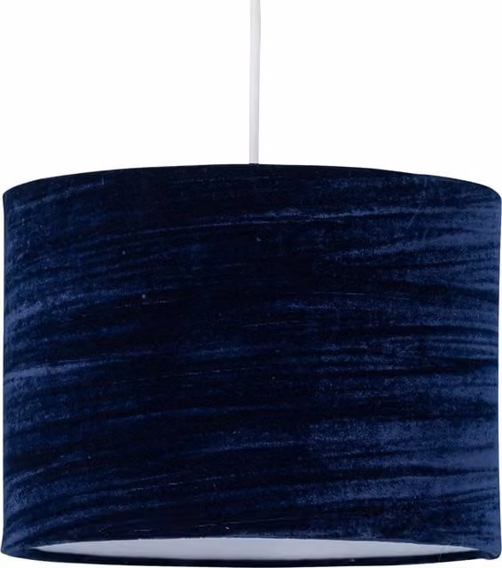 First Choice Lighting Blue Crushed Velvet Cylinder Pendant Lightshade, Diameter: 30 cm