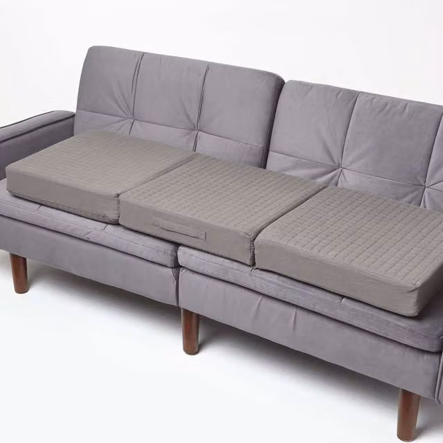 Homescapes Grey Cotton Orthopaedic Cold Foam Booster Cushion with Removable Machine Washable Cover, W: 100 cm