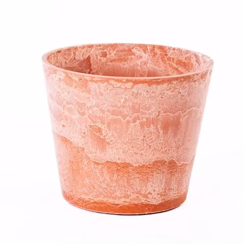 Garden Gear Caesar Marble Effect Plastic Planter in Terracotta and Brown, Diameter: 30.5 cm – 1