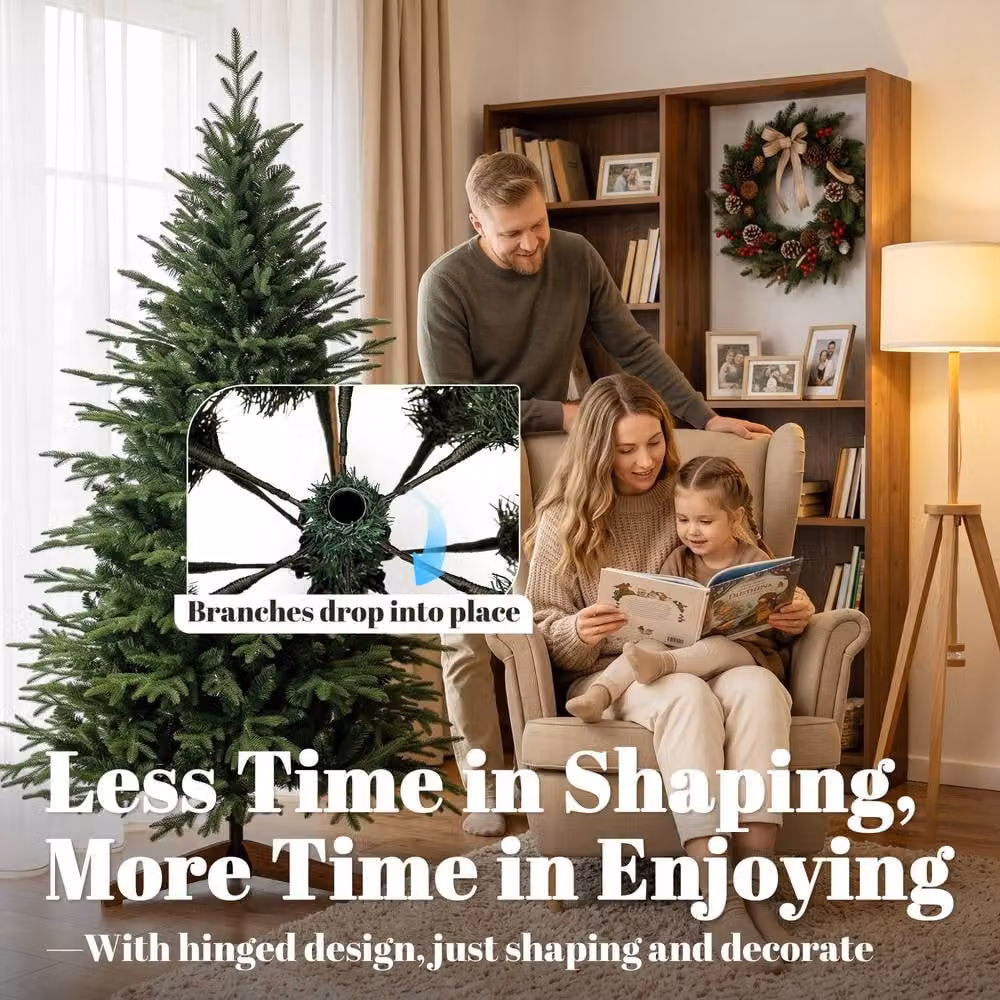 HOMCOM 180 cm Artificial Christmas Tree with Solid Pine Wood Stand, Green – 5