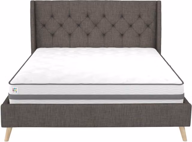 Novogratz NG Her Majesty Upholstered Bed in Grey, W/D/H: 140 x 200 cm