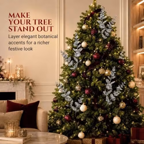 Shatchi Silver Artificial Eucalyptus Christmas Tree Picks, 18 Pack, Height: 55 cm – 4