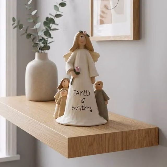 Garden Greatness Family Is Everything Angel Ornament, Multicolour and White Ceramic Tabletop Decor