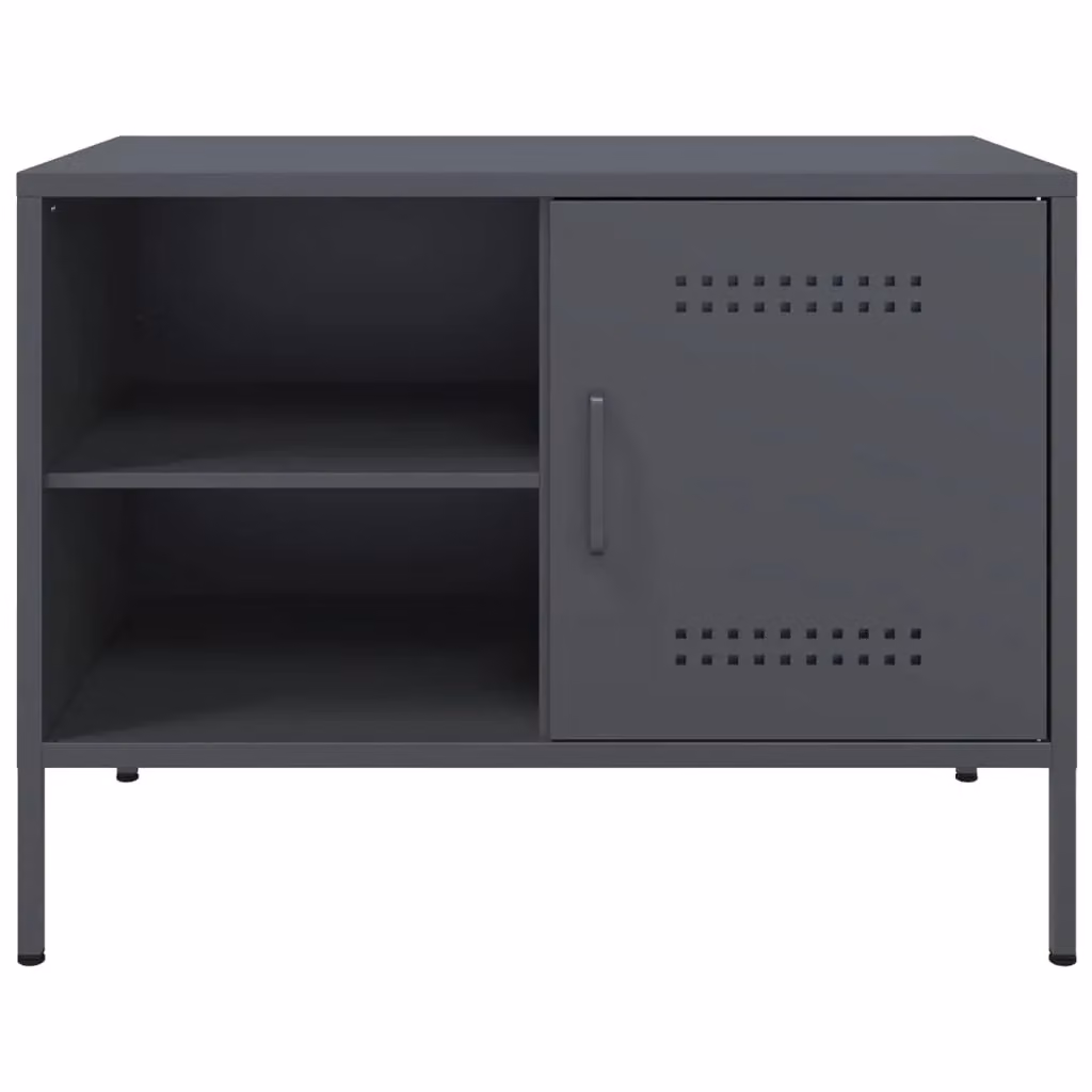 Berkfield Home Set of 2 Anthracite Metal TV Cabinets, W/D/H: 68 x 39 x 50.5 cm – 4