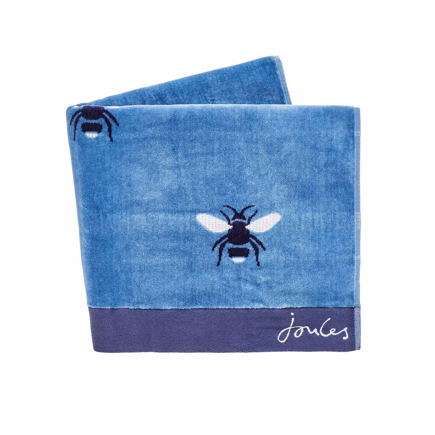 Joules Blue Botanical Bee Cotton Terry Velour Hand Towel – 2