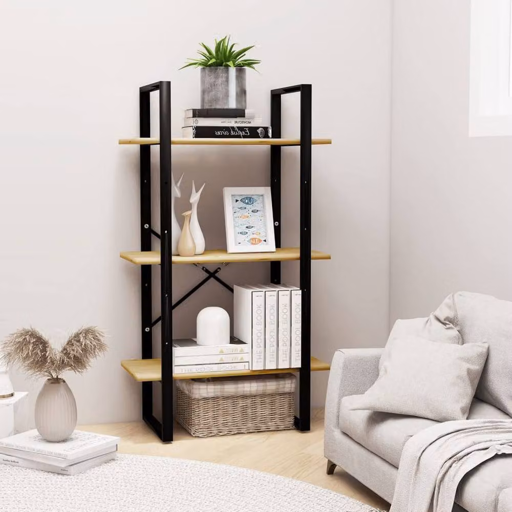 Berkfield Home Brown Solid Pine and Metal Freestanding Storage Shelf with Adjustable Shelves, W/D/H: 60 x 30 x 105 cm – 2