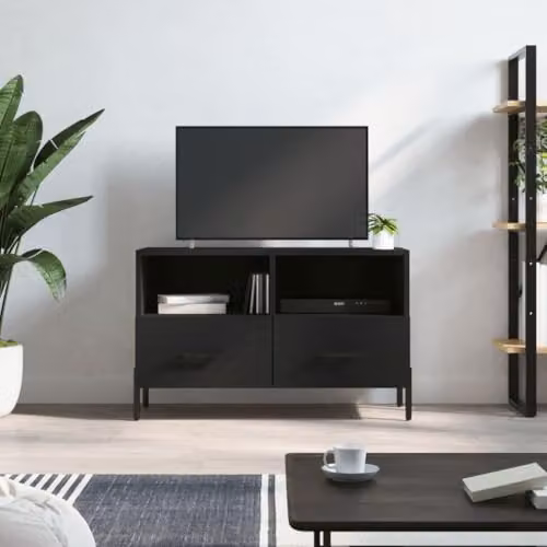 vidaXL Modern Black TV Cabinet in MDF and Metal, W/D/H: 80 x 36 x 50 cm – 2