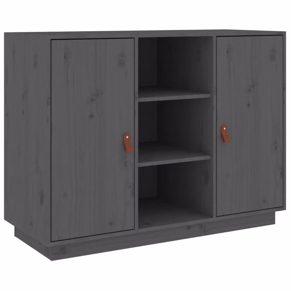 Berkfield Home Grey Solid Wood Pine Sideboard W/D/H: 100 x 40 x 75 cm – 3