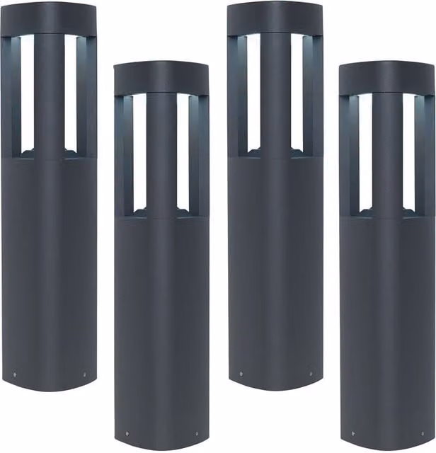 Loops 4 Pack Modern Grey Aluminium LED Outdoor Post Bollard Lights with Up and Down Lighting
