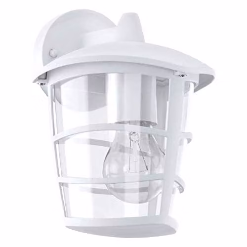 Loops IP44 Modern White Aluminium and Transparent Glass Outdoor Wall Lantern for Garden and Porch, E27 Downlight