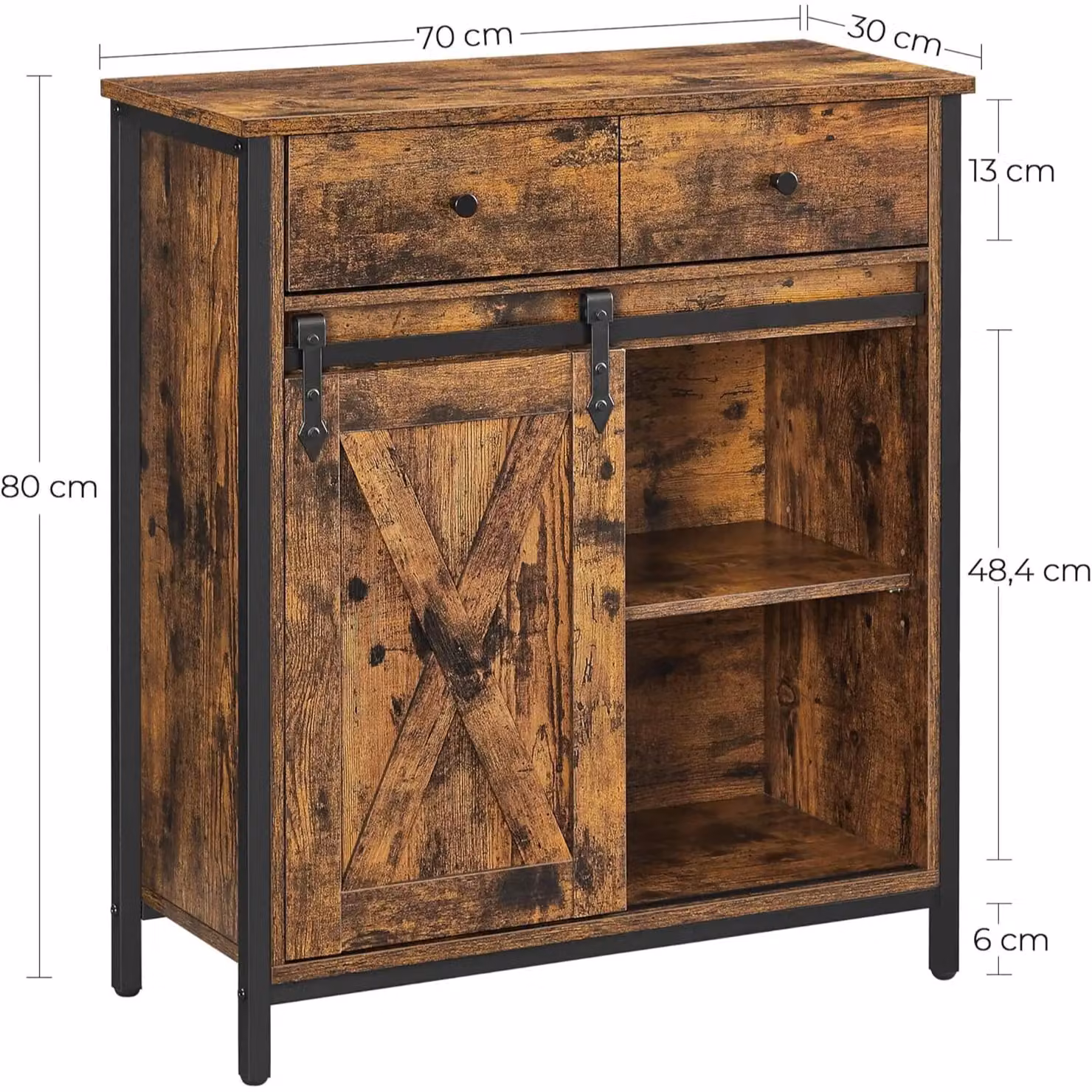 VASAGLE Industrial Storage Cabinet and Sideboard with Drawer and Sliding Door in Brown – 3