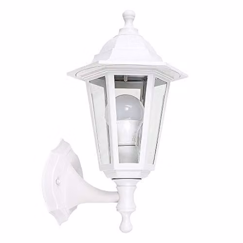 MiniSun Traditional Style White Outdoor Wall Lantern with 6W LED Bulb
