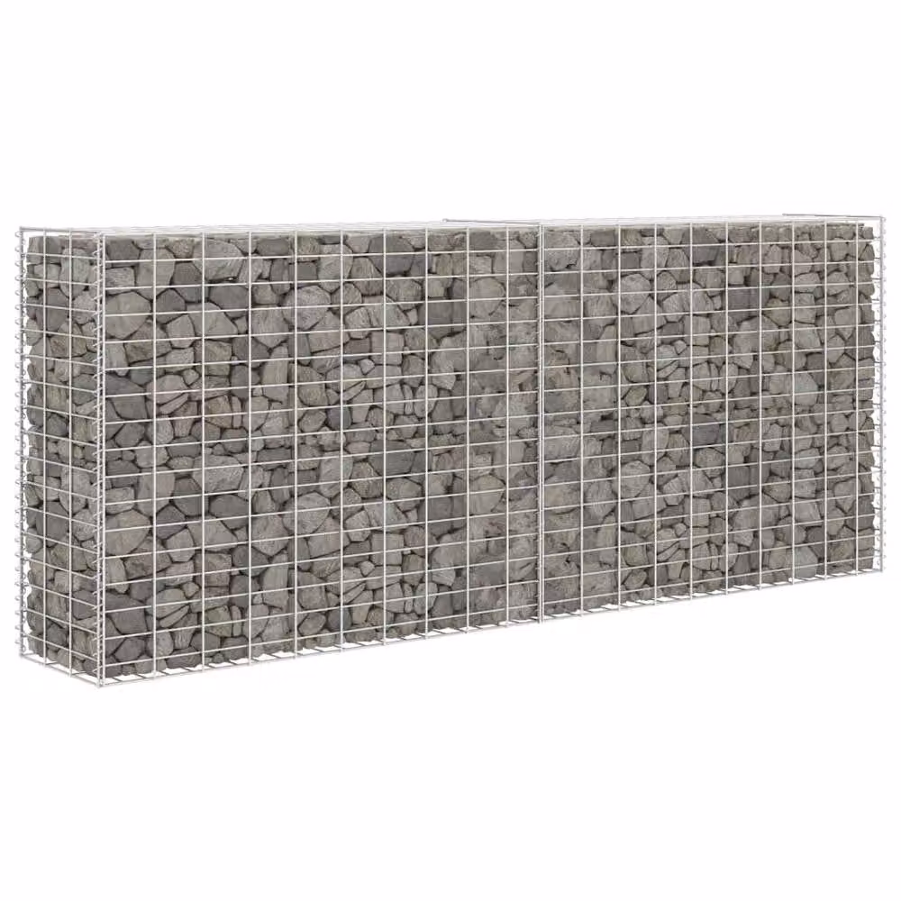 Berkfield Home Durable Galvanised Steel Gabion Basket in Silver, W/D/H: 85 x 30 x 200 cm – 2