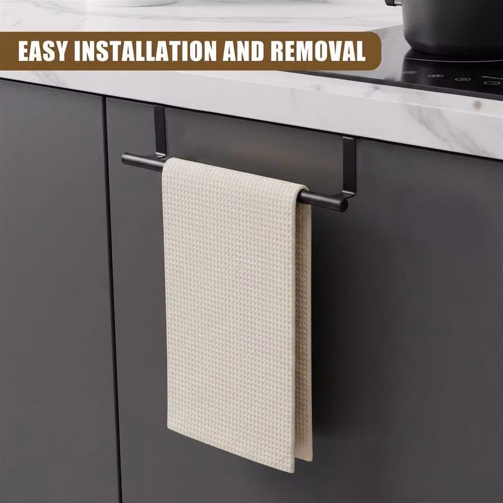 KORVIXA Black Metal Over Door Hanging Towel Rail Holder Rack – 2