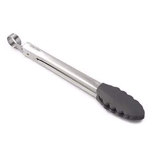 Zeal Silicone and Stainless Steel Non-Stick Kitchen Tongs in Grey – 1