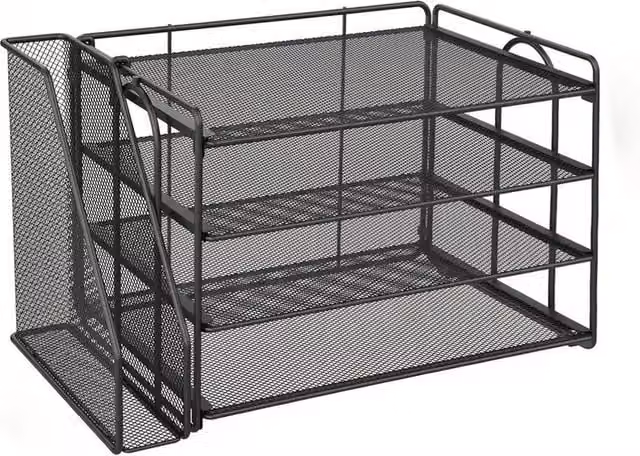 Nordara 4 Tier Black Metal Wire Mesh A4 Document and Paper Filing Tray Storage Rack – 1