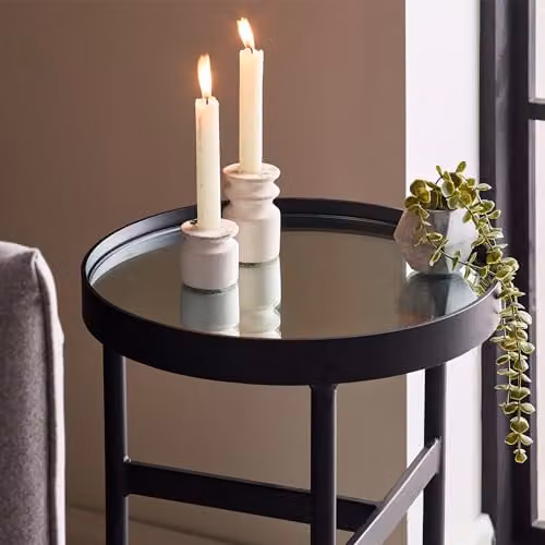 Julian Bowen Franki Round Glass Top Side Table in Black – 6