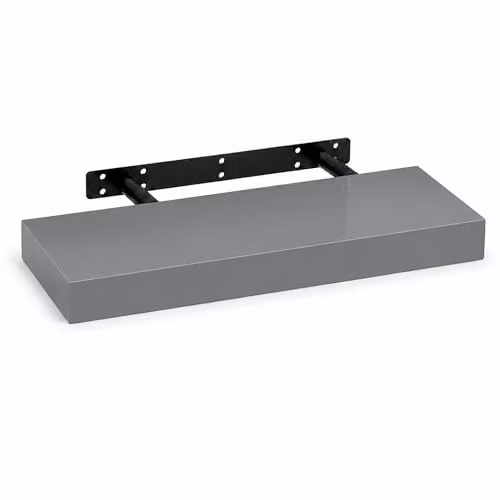 iTrend High Gloss Grey Floating Wall Shelf, Modern MDF Wall Mounted Storage Shelf for Living Room, Kitchen or Bathroom, Pack of 1 – 1