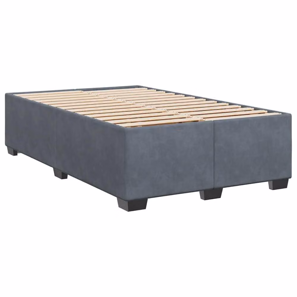 Berkfield Home Double Upholstered Velvet Bed Frame in Dark Grey, W: 140 cm, D: 200 cm – 3