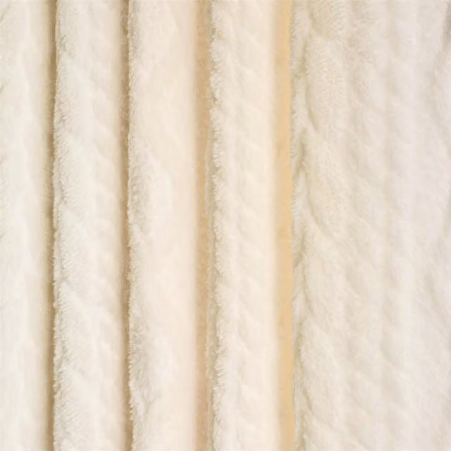 OHS Cable Knit Fleece Thermal Eyelet Curtains in Cream