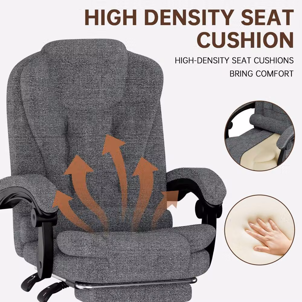 Gartistgo Executive High Back Office Chair in Mid Grey Fabric with Headrest and Armrests – 5