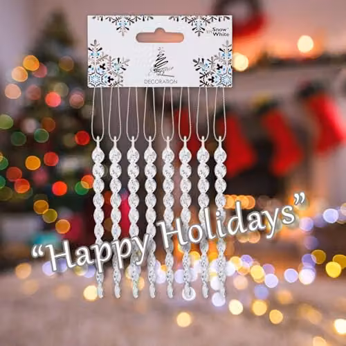 VFM e-Store Crystal Look Icicle Christmas Tree Hanging Ornament, Clear, 13.5 cm – 4