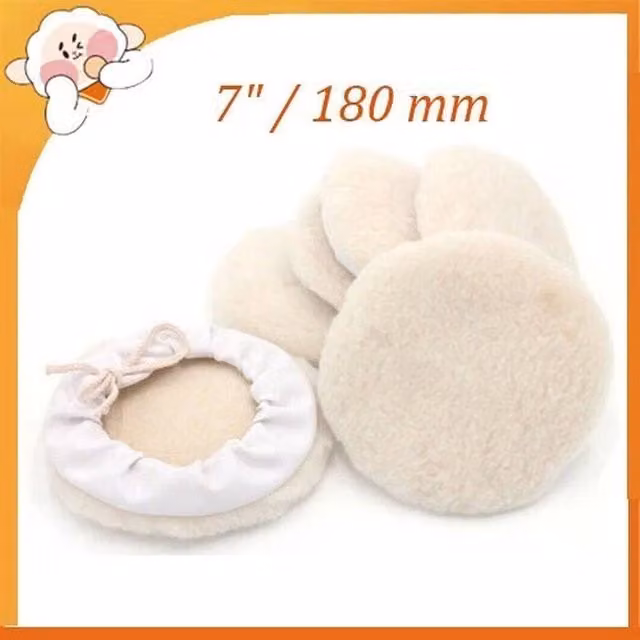 SPETLEK 6 Piece Wool Polishing and Buffing Pads, Beige, Diameter: 180 mm