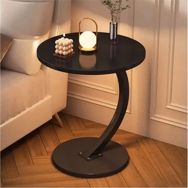 Kelvenix Modern C-Shaped Side Table in Black, W/D/H: 40 x 40 x 60 cm