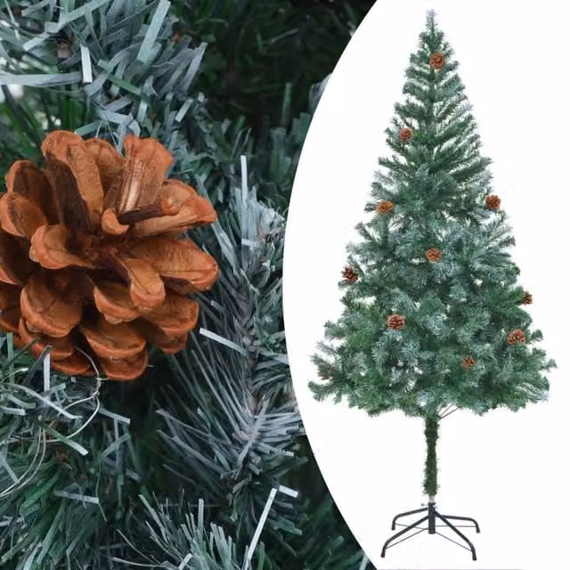 Berkfield Home Artificial Christmas Tree in Green and White, Height: 180 cm