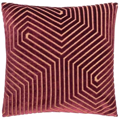 Paoletti Evoke Red Velvet Square Cushion, W/D/H: 45 x 45 x 45 cm