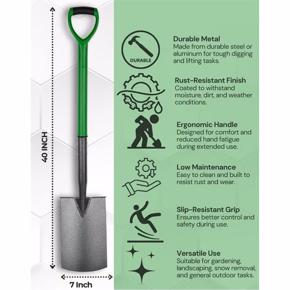 NESTLUNE Green Steel Garden Spade Digging Tool, 1 kg – 3