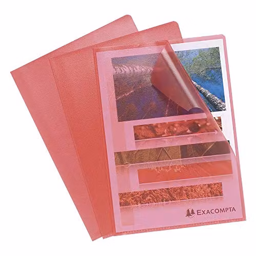 Exacompta Red Grained Polypropylene Cut Flush Folders for A4 Documents, Pack of 10 – 1