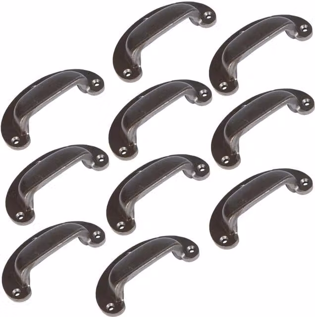 Hammer and Tongs Raw Iron Bow Cabinet Drawer Pull, Grey, Pack of 10, W: 9.5 cm, H: 4 cm