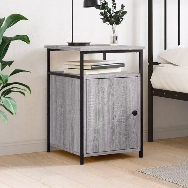 Berkfield Home Grey Sonoma Bedside Cabinet W: 40 cm, D: 42 cm, H: 60 cm – 1