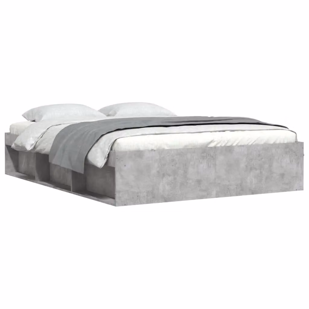 Berkfield Home Modern Bed Frame in Grey with Side Compartments, W: 150 cm, L: 200 cm – 2