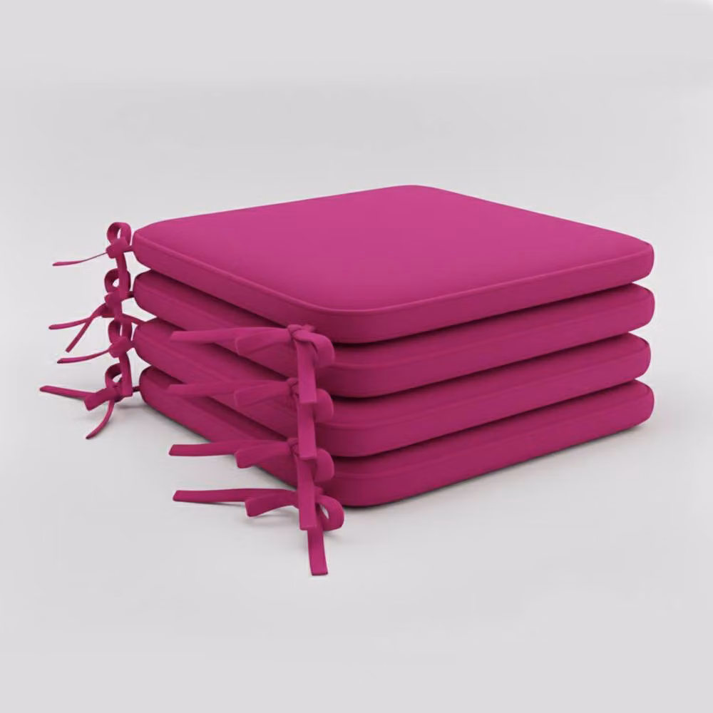 Snug City Pack of 4 Purple Foam Seat Pads with Ties for Dining and Kitchen Chairs – 2