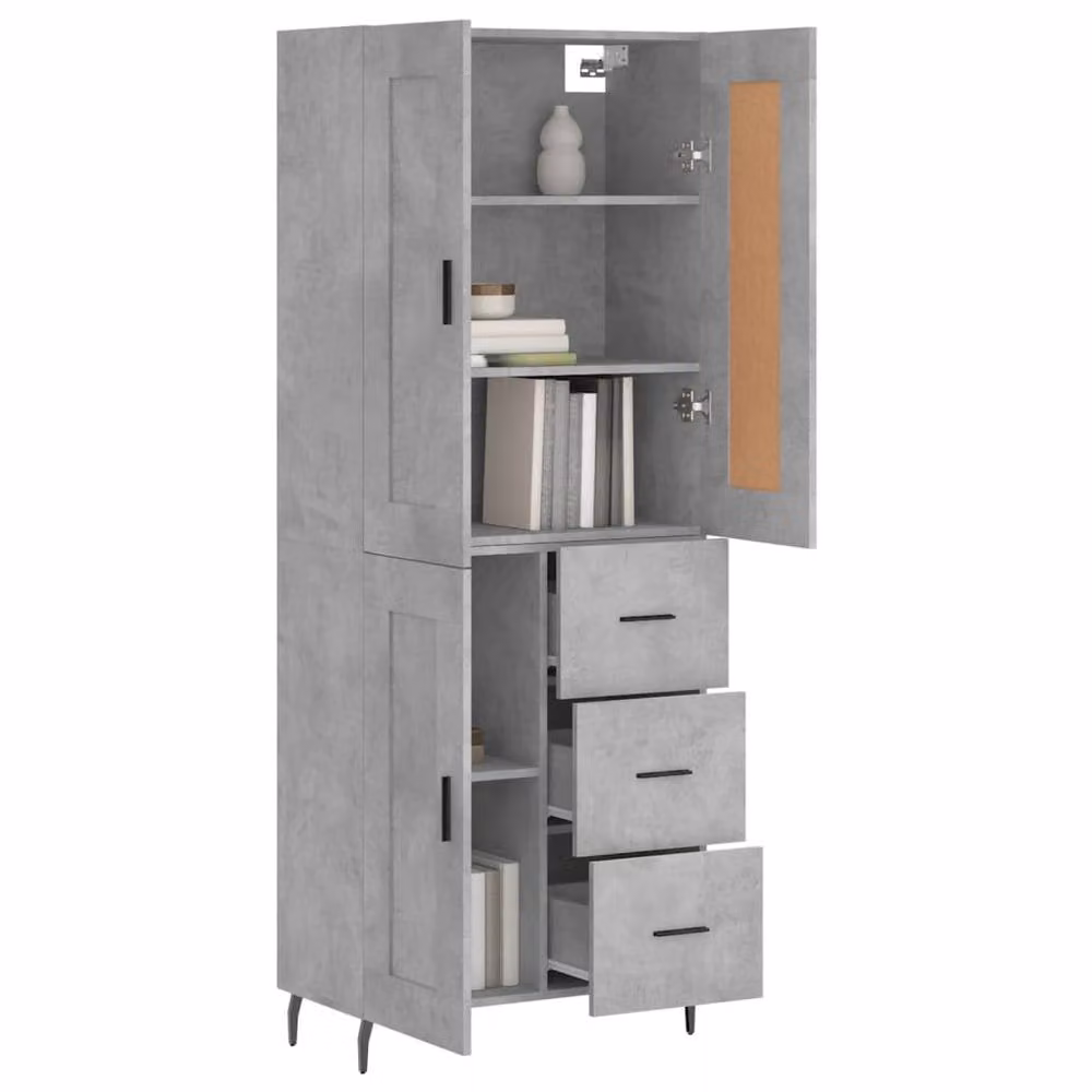 Berkfield Home Modern Highboard in Concrete Grey, W: 69.5 cm, D: 34 cm, H: 180 cm – 2