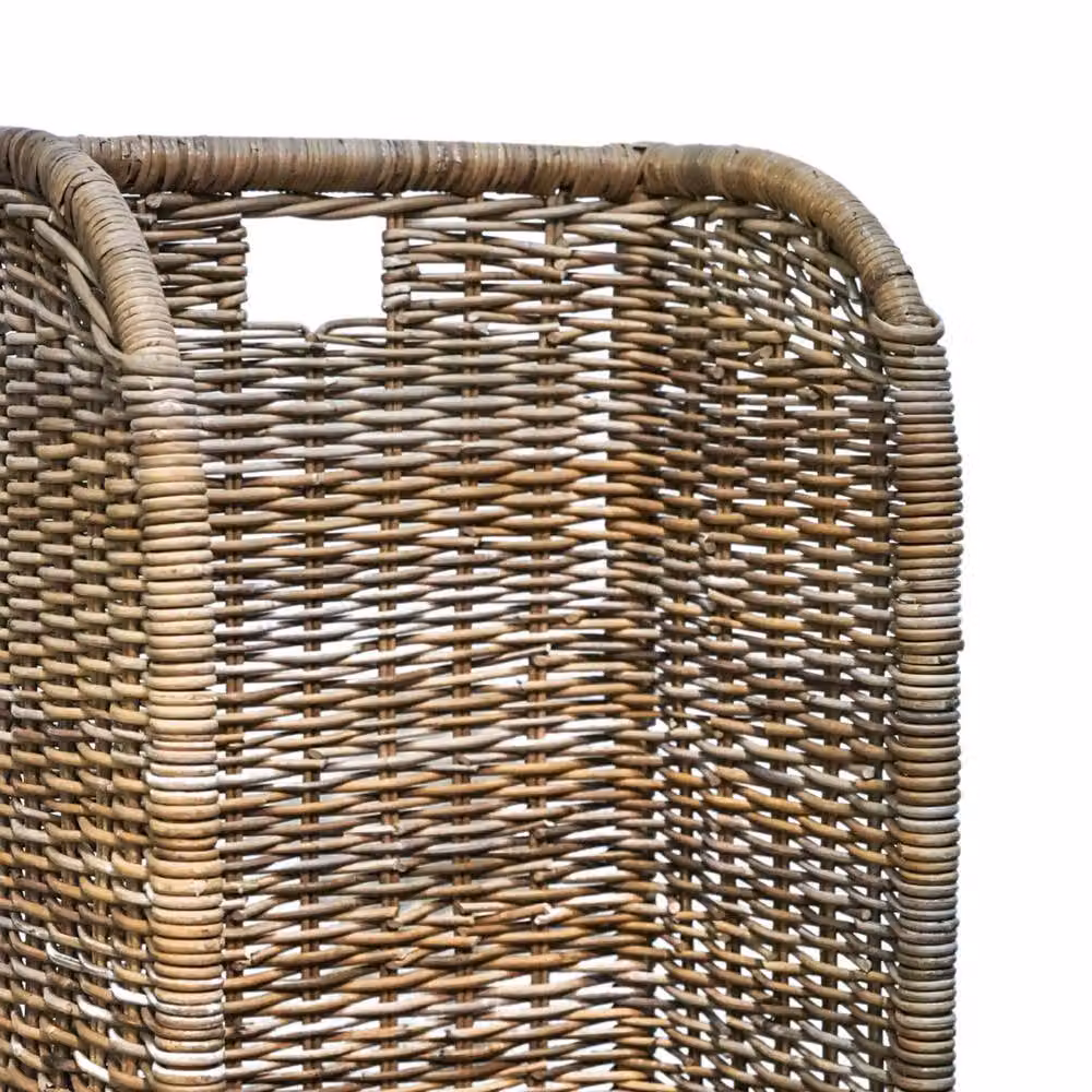 Ivyline Natural Rattan Log Trolley with Kindling Shelf in Brown and Beige, H: 100 cm, W: 52 cm – 3