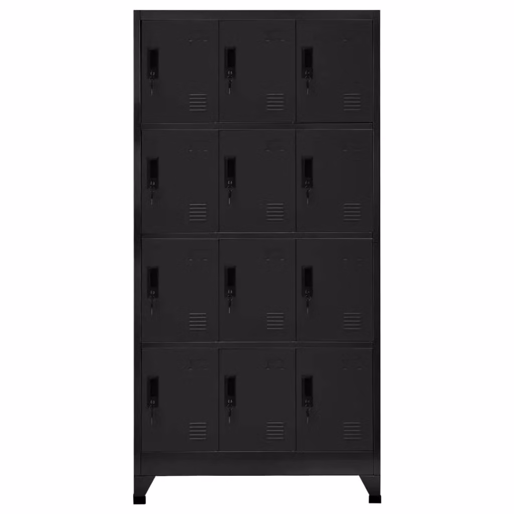 Berkfield Home Black Steel Locker Cabinet W/D/H: 90 x 45 x 180 cm – 2
