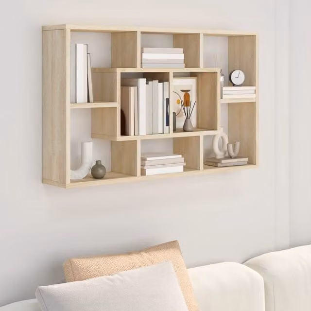 Berkfield Home Wall Shelf in Sonoma Oak, Brown, W: 85 cm, D: 16 cm, H: 52.5 cm