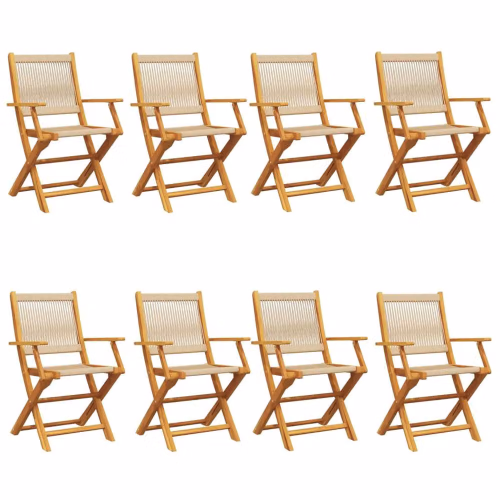 Berkfield Home Set of 8 Folding Garden Chairs in Beige Acacia Wood – 2