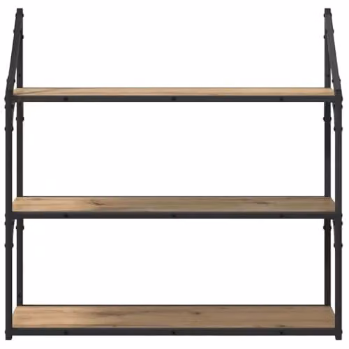vidaXL Wall-Mounted Artisan Oak Wall Shelf, Brown, W: 80 cm, D: 21 cm, H: 78.5 cm – 3
