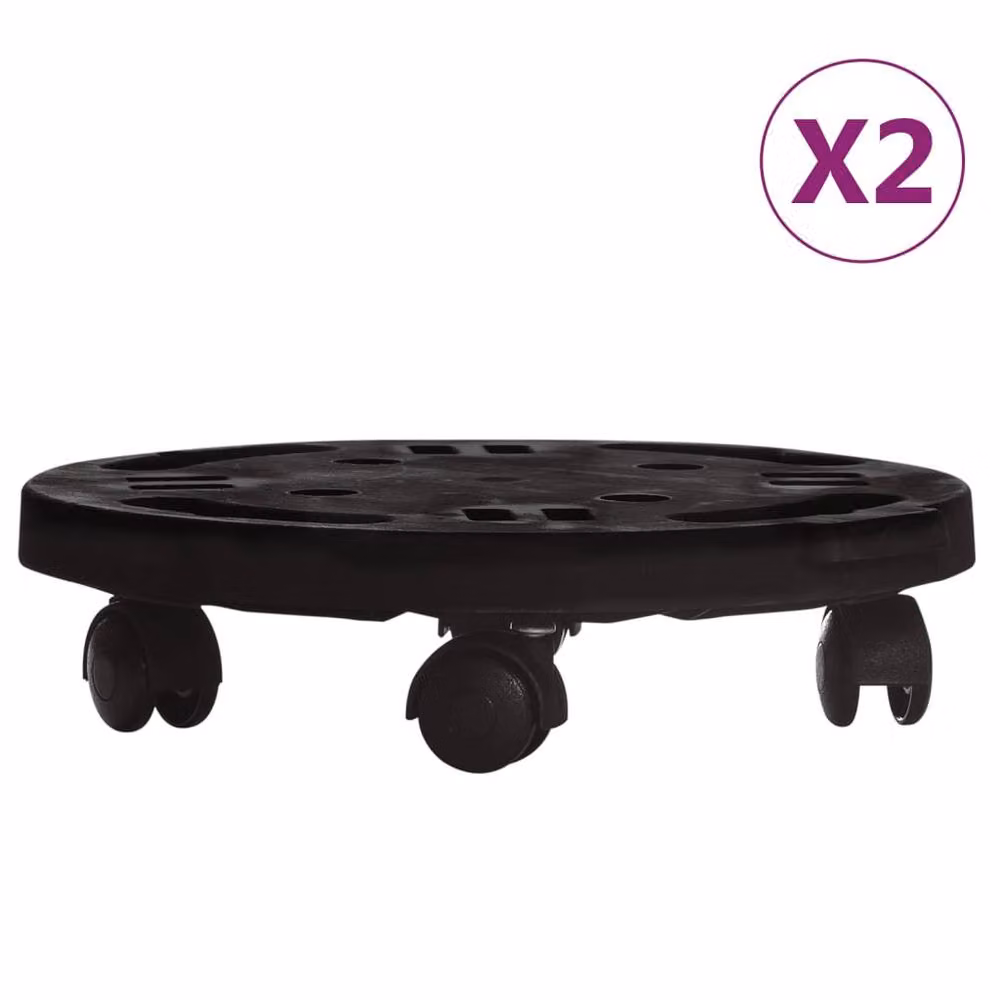 Berkfield Home Plant Trolleys with Wheels, 2 Pack, Black, Diameter: 30 cm – 2