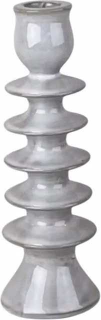 Four Candle Glazed Ceramic Taper Candle Holder in Grey
