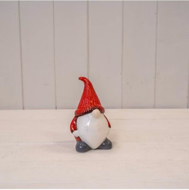 KDMD Red and White Ceramic Santa Gonk Tabletop Christmas Decoration